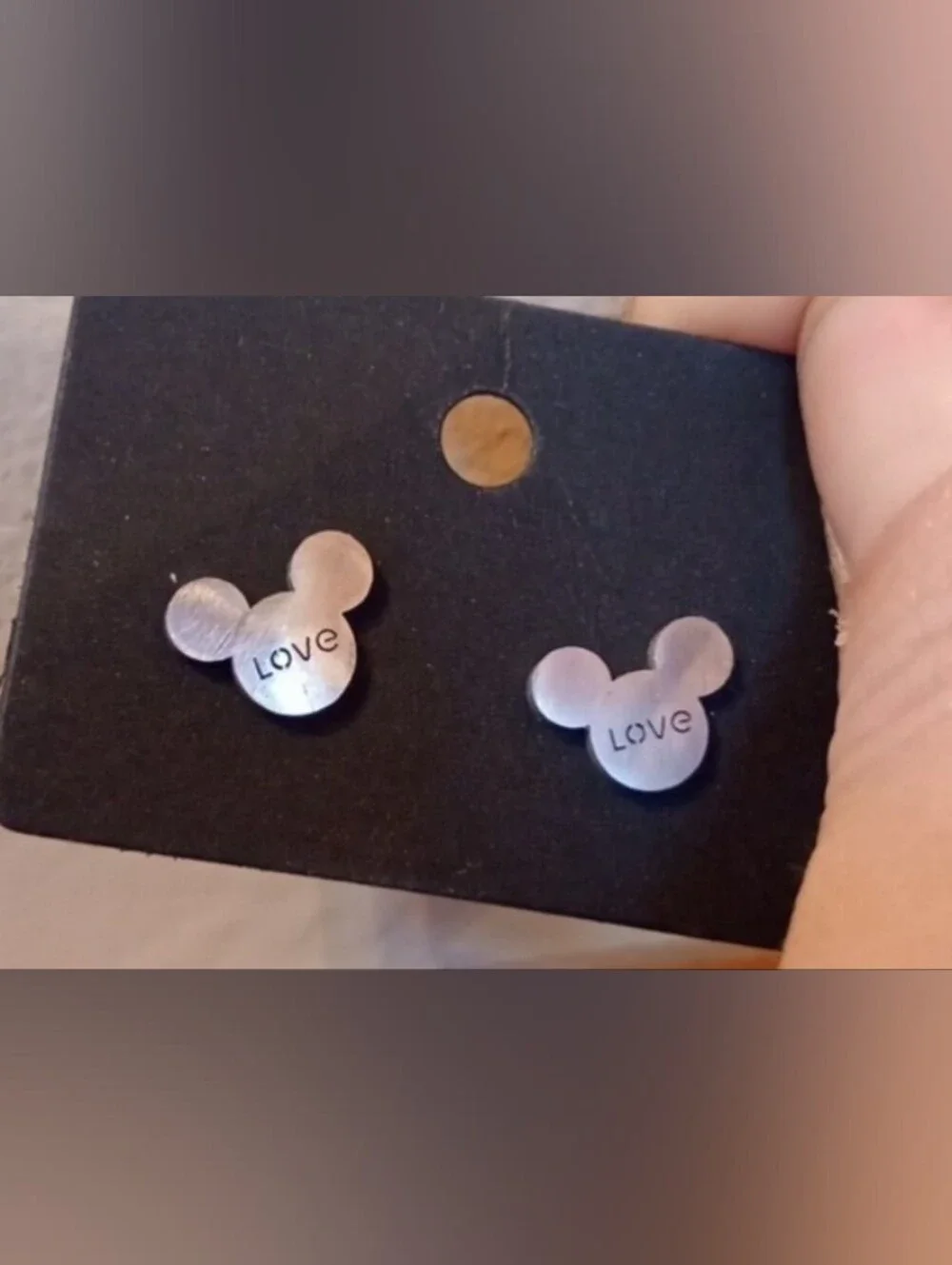 $10 Each Or Bundle 4/$25 Mickey Ear Inspired 'Love' Silver Stud Earrings